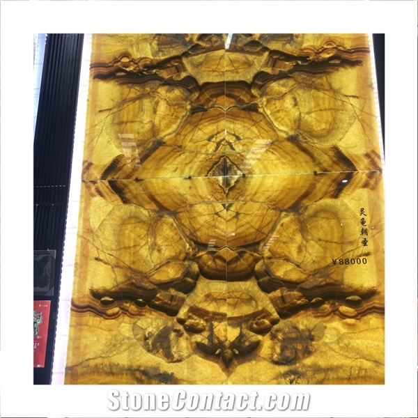 Natural Stone Book Match Led Backlight Yellow Onyx