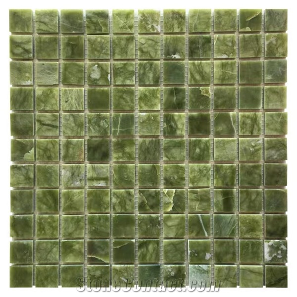 Polished Light Green Marble Mosaic Tiles For Swimming Pool