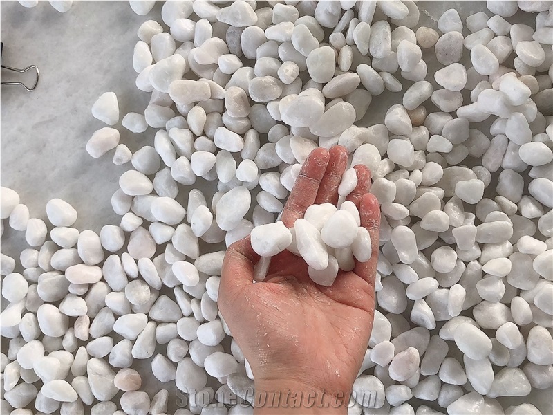 Tumbled Pure White Marble Pebble Stone Cheap Price