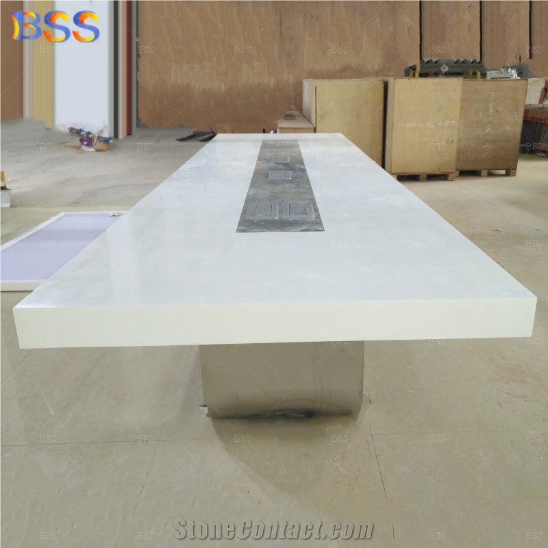 12' White Conference Table With Chairs Contemporary Office
