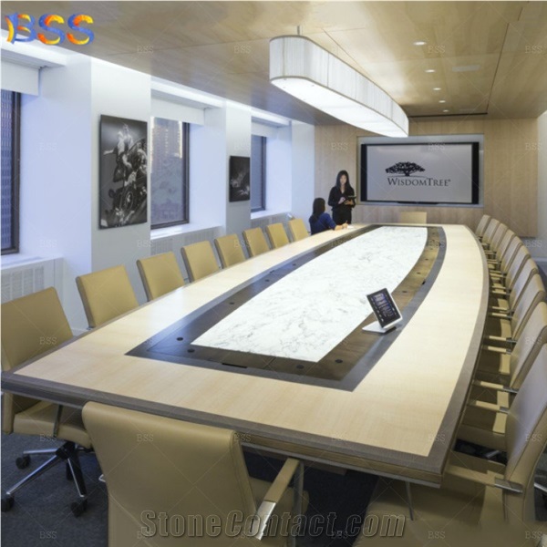 Aritificial Marble Conference Table, Boat Shaped Meeting Table
