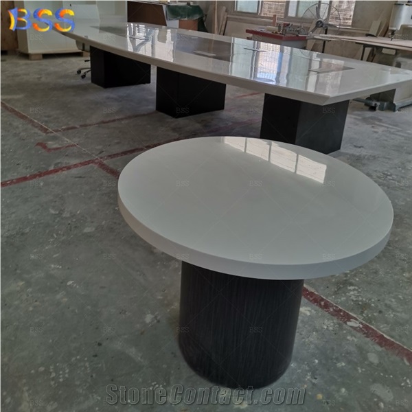 Aritificial Marble Modern Round Conference Table & Chairs