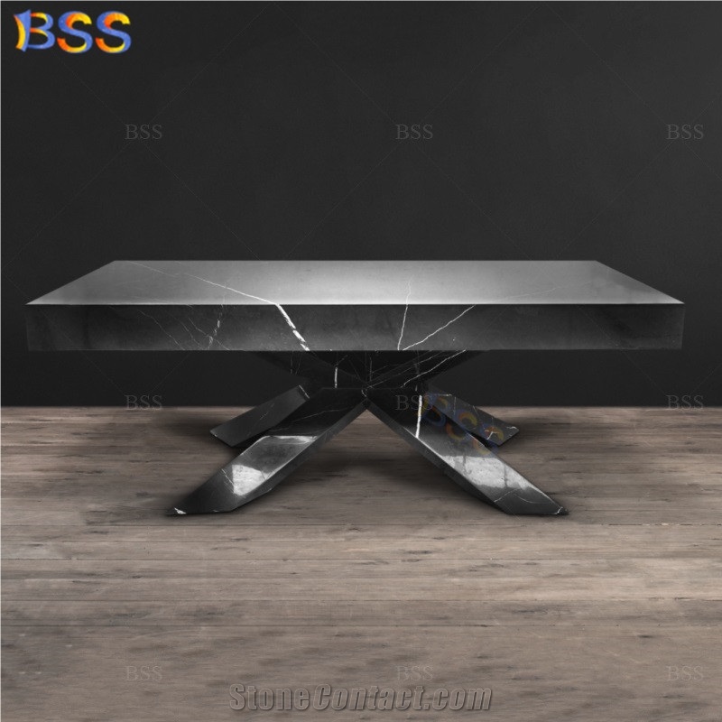 Black Conference Table Design Luxury 10Ft Quartz Stone Top