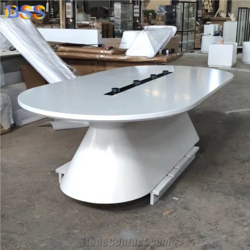 Solid Surface Oval Shaped Conference Table For Office Contemporary Modern