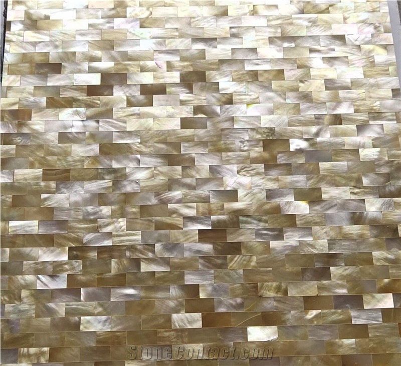 Gold Pearl Shell Mosaic Tile MOP Subway Backsplash Mosaic