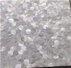 Hexagon MOP Backsplash Mosaic Tile White Pearl Shell Mosaic