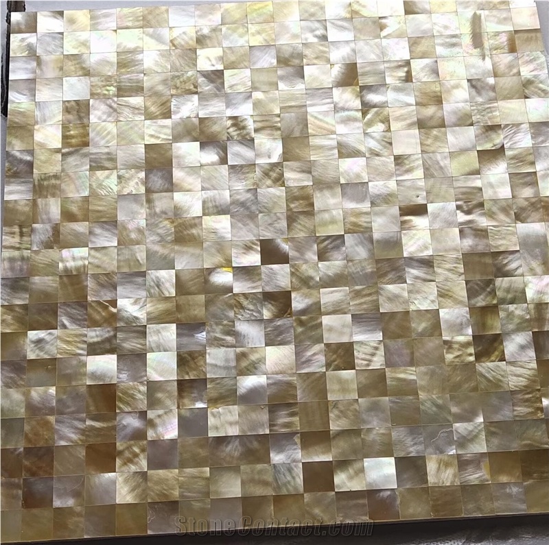 Yellow Pearl Shell Mosaic Tiles MOP Triangle Pattern Mosaic