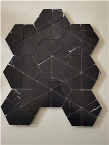 Diamond Chips Marble Mosaic Nero Marquina Hexagon Mosaic