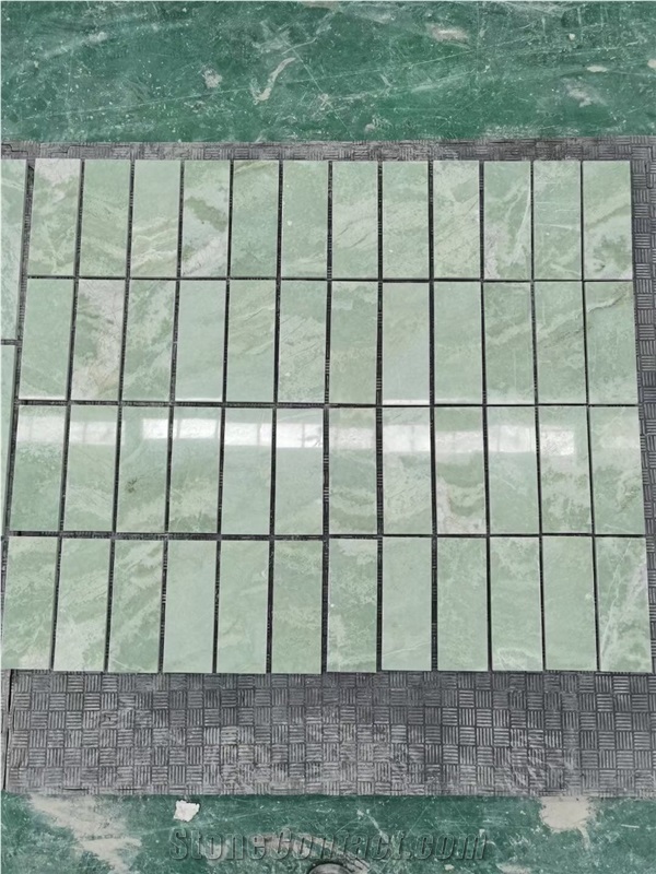 Green Marble Kitchen Mosaic Ming Green Hexagon Backsplash