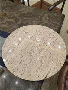 Honed Unfilled Holes Beige Travertine Round Cafe Table Tops