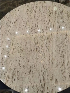 Travertine Round Table Tops Unfilled Holes Beige Travertine
