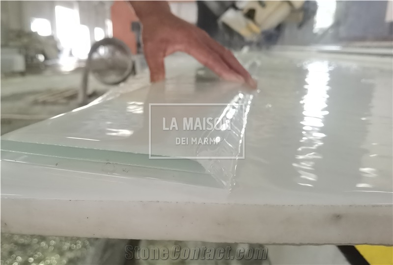 Crystal Onyx White Composite Laminated Glass Panels