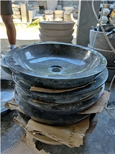 Oval Black Marble Wash Basin