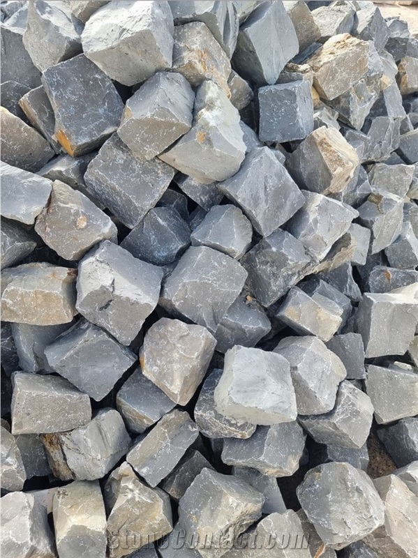 Black Limestone Cobblestones, Cube Stone