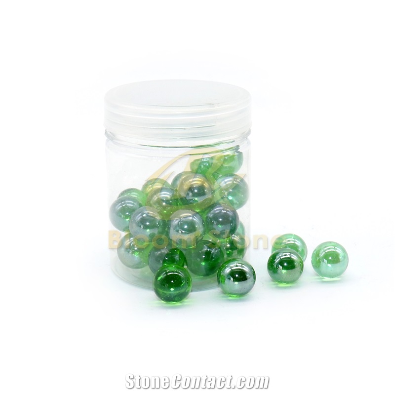 Clear Green Vase Filler Glass Pebble -Marble Balls For Kids
