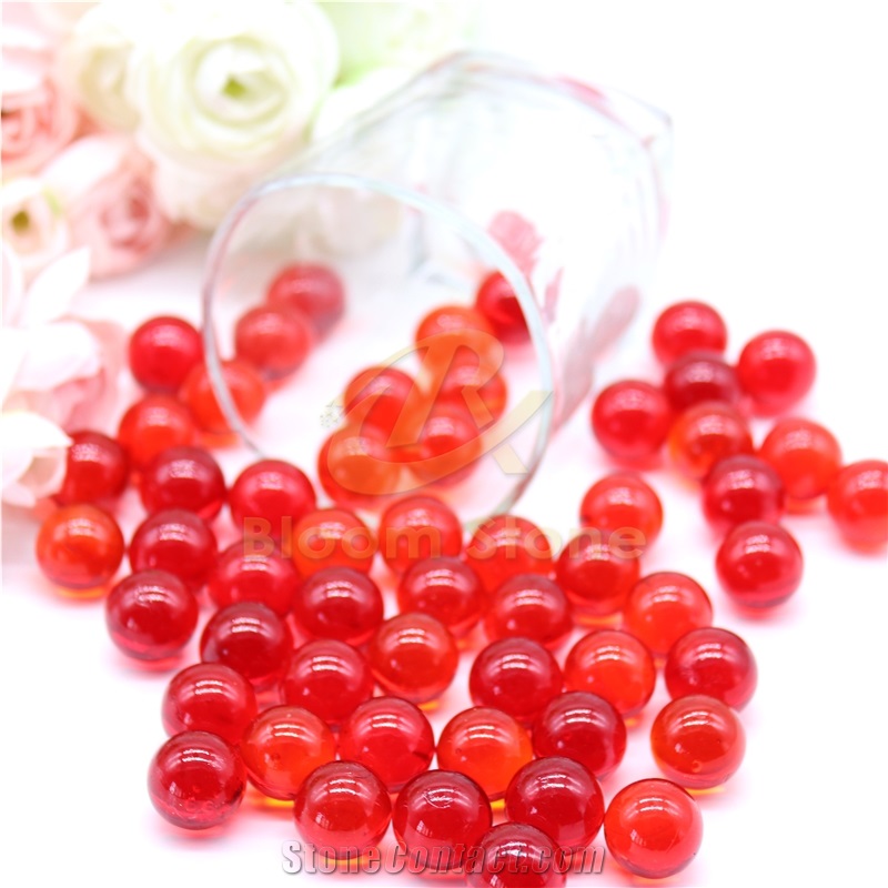 Clear Red Vase Filler Glass Marble Balls For Kids