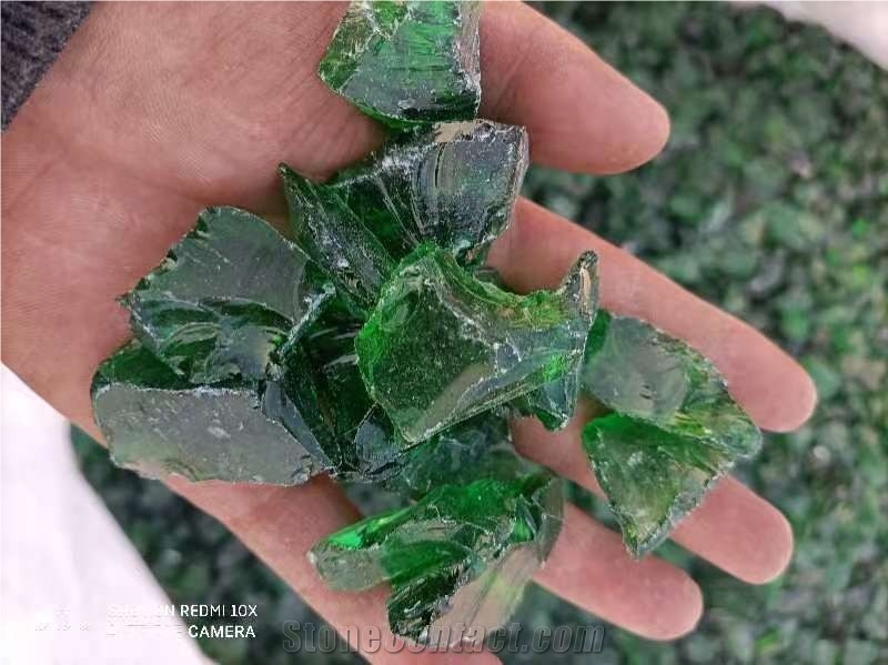 Green Glass Rock Decorative Glass Rock Glass Chippings