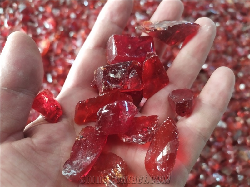 Red Glass Rock Decorative Glass Rock Glass Chippings