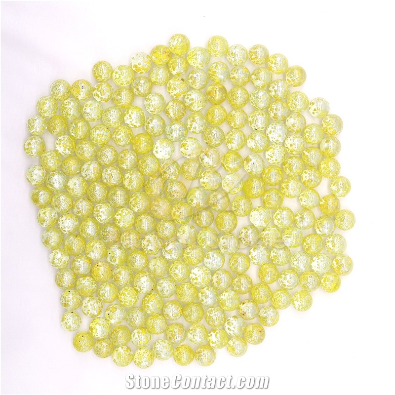 Yellow Textured Vase Glass Pebble Filler For Home Decor