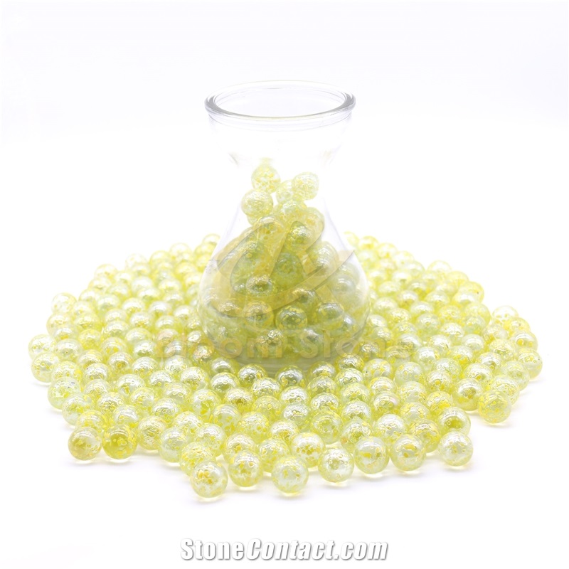 Yellow Textured Vase Glass Pebble Filler For Home Decor