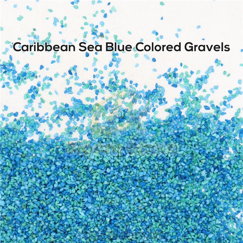 Crushed Caribbean Blue Coloured Gravels For Fish Tank