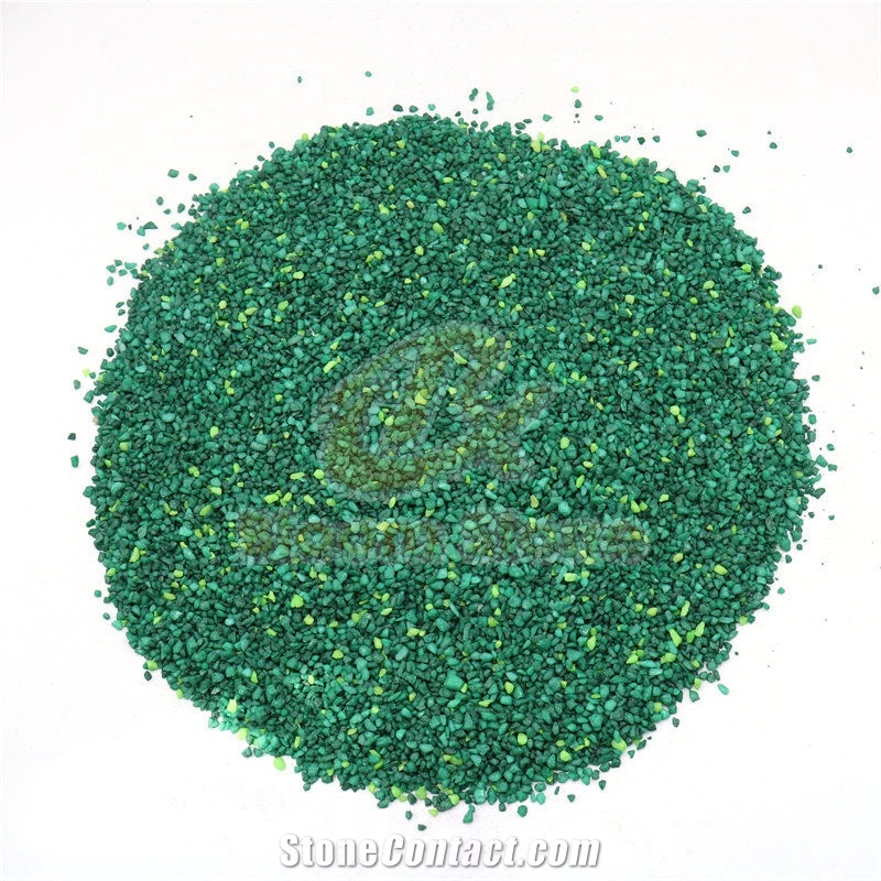 Crushed Green Mixed Coloured Gravels For Fish Tank