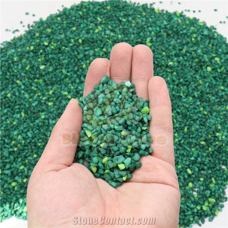 Crushed Green Mixed Coloured Gravels For Fish Tank