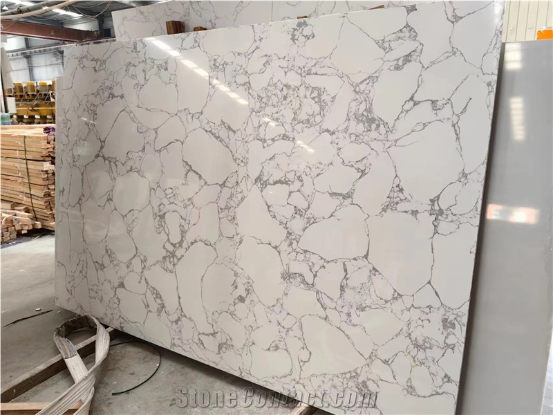 Carrara White Artificial Marble Slabs, Quartz Stone Slabs