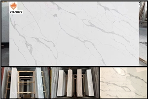 Calacatta Quartz Stone Polished Slabs ZD-9077