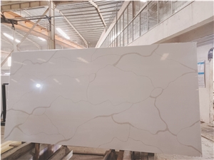 Calacatta Series White Quartz, Polished Slabs ZD-9504