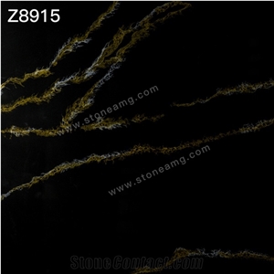 Dark Quartz Stone Slabs With Gold Veins