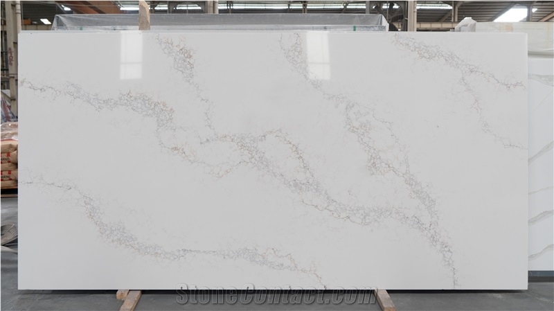 Good Quality Super White Background Calacatta Quartz Stone