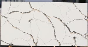 New Calacatta Series Quartz Stone With Grey Roots