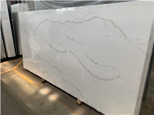 Retro Melodious Vein Calacatta Quartz Slab