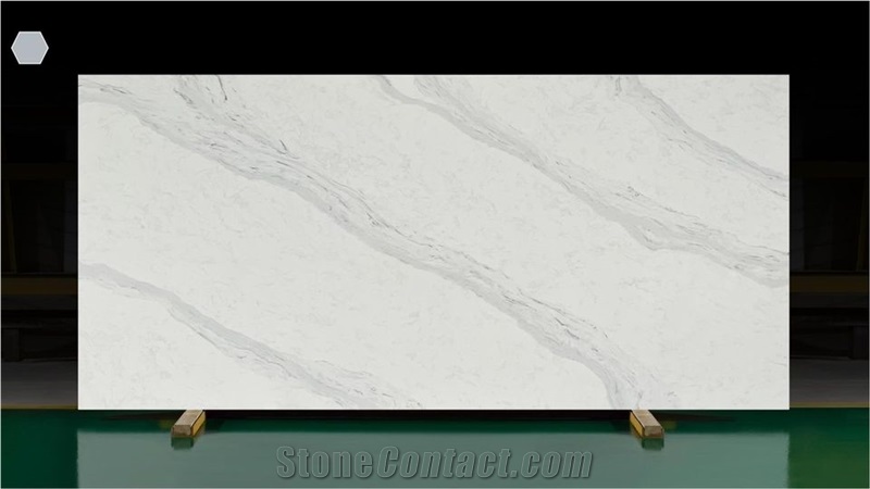 Super White Quartz Stone Slab With Veins