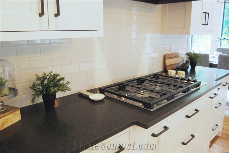Black Pearl Granite Leathered Kitchen Countertop