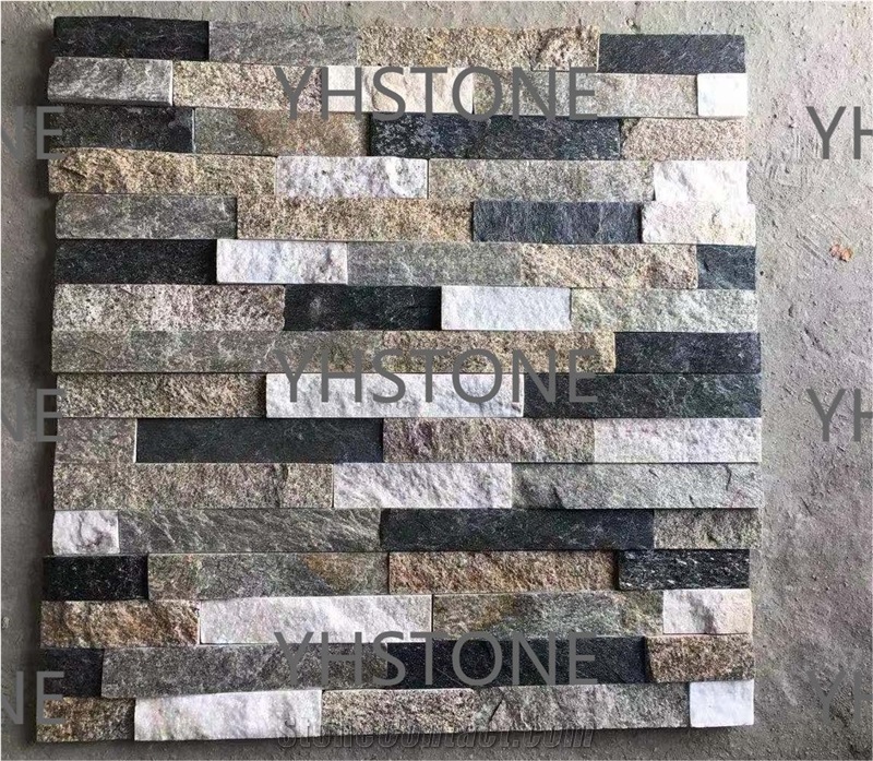 Mixed Natural Quartz Stacked Stone Veneer Wall Panels