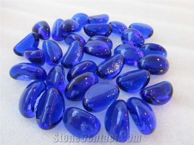 Decorative Transparent Blue Glass Pebbles