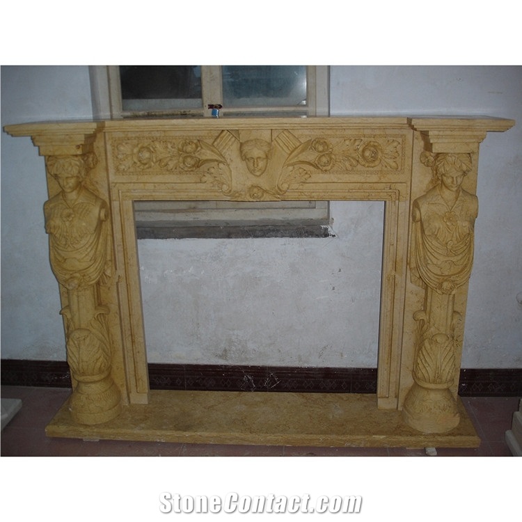 Decorative Beige Marble Fireplaces Fireplace Parts