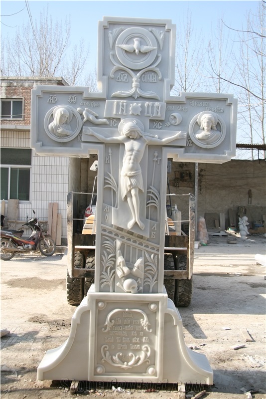 Famous Church Sculpture White Marble Jesus Statues On Cross