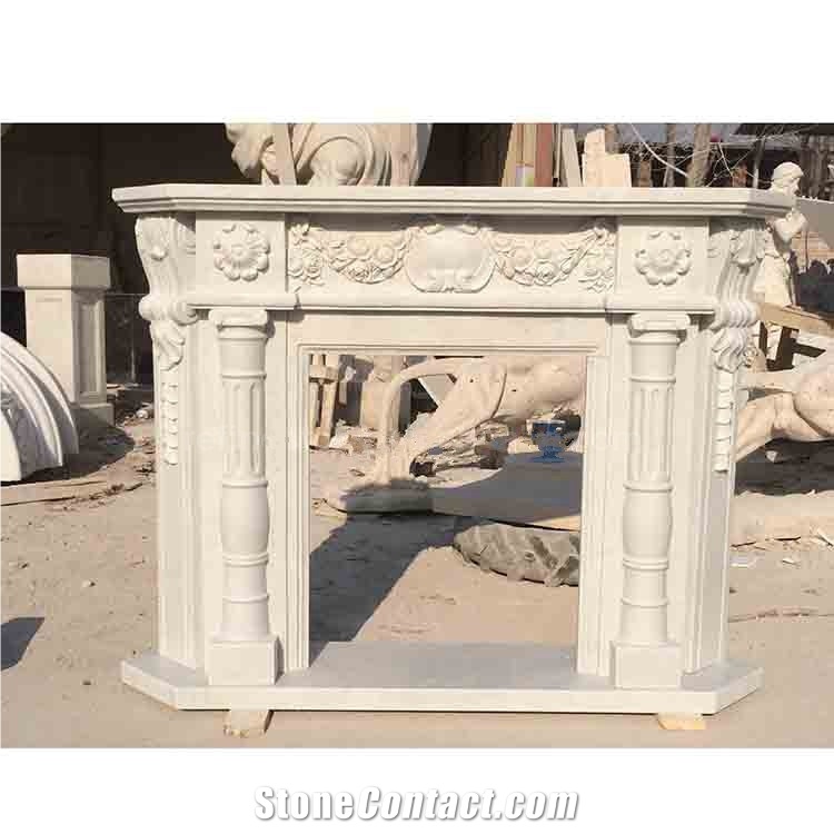 Fireplace Modern Natural White Marble Fireplace