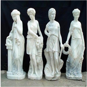 Garden Statues Hand Caved White Marble Human Sculpture