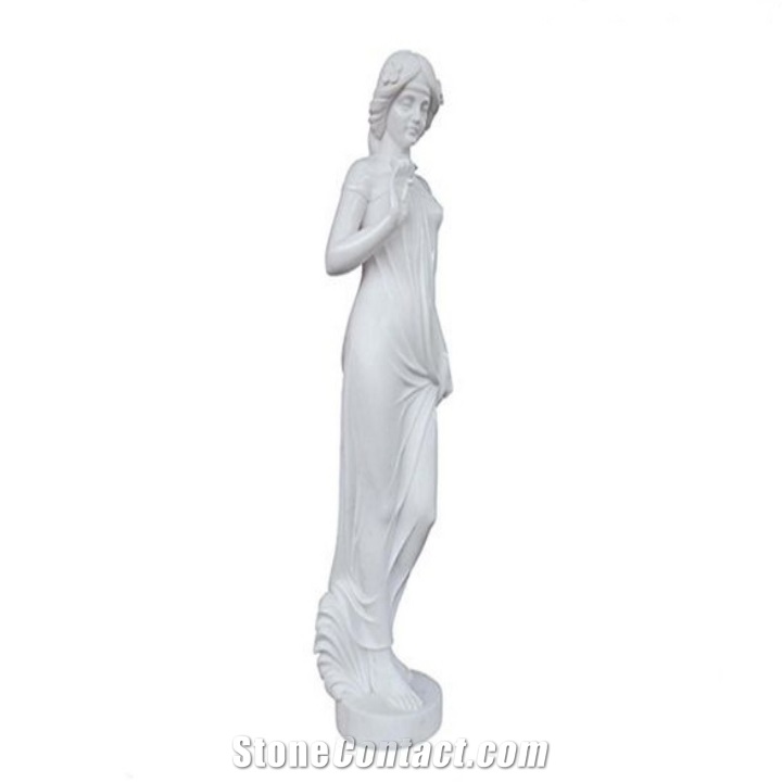 Garden Statues Hand Caved White Marble Human Sculpture