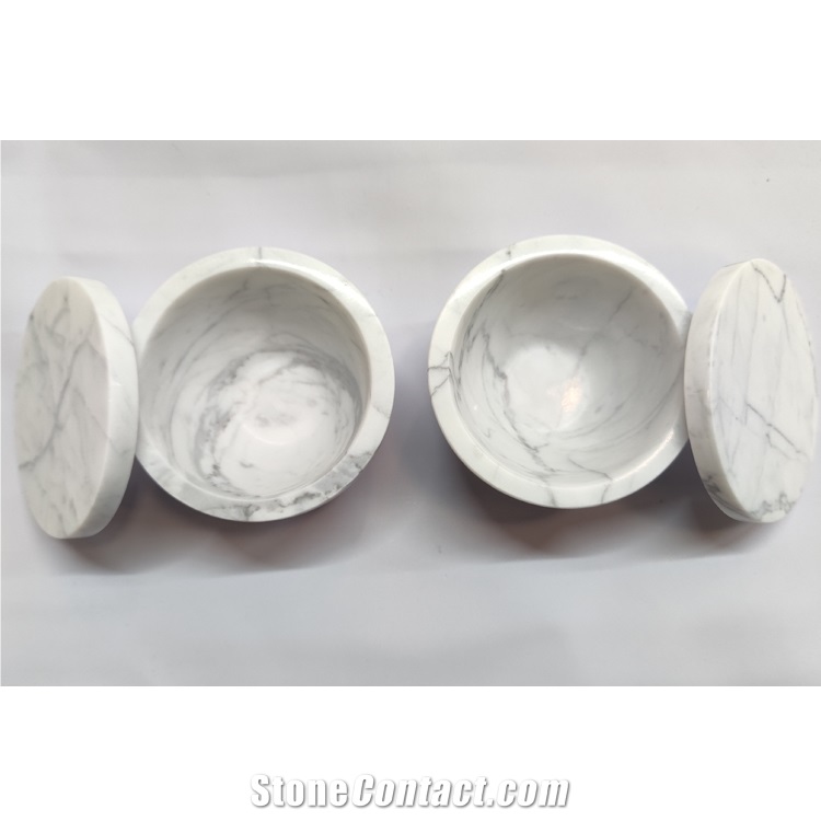 Wholesale Natural White Marble Salt Container