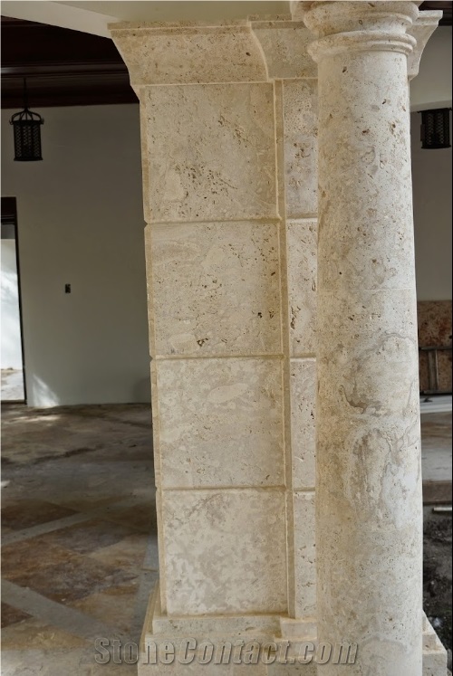 Classic Coral Stone Columns Facade