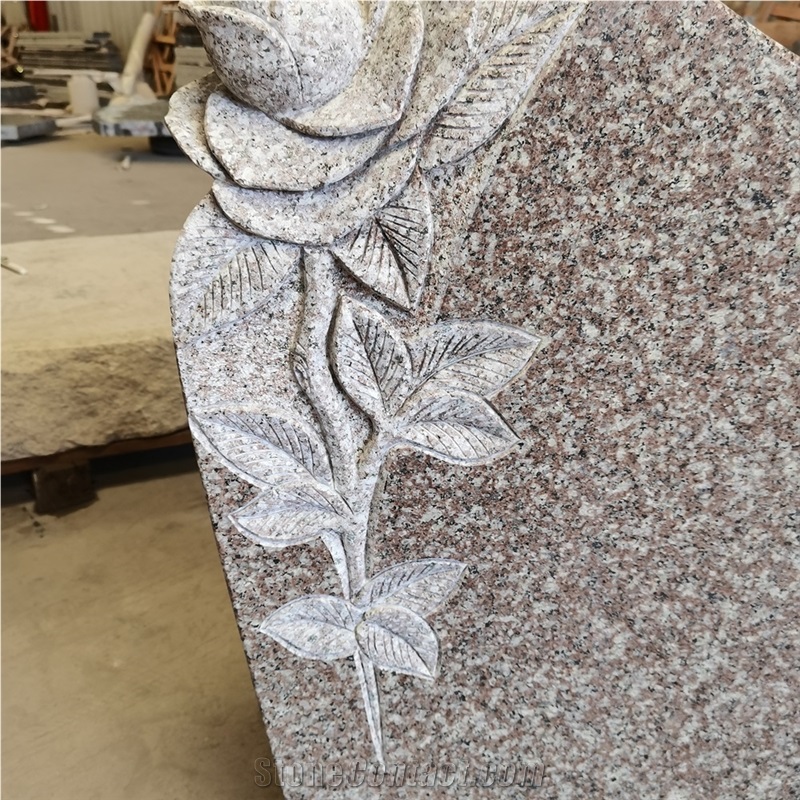 Original G664 Granite Rose Carving Headstone
