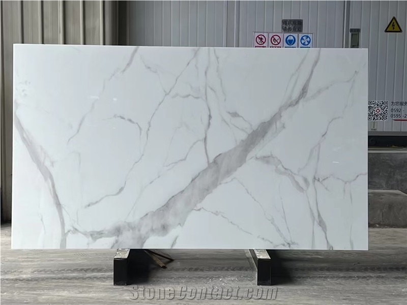 Calacatta Crystallized Marble Nano Stone Slab For Project