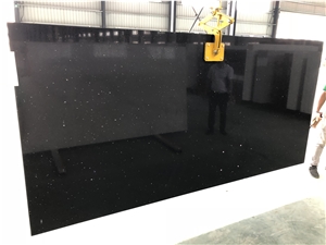 Factory Price Black Quartz Slab With Particle And Mirror