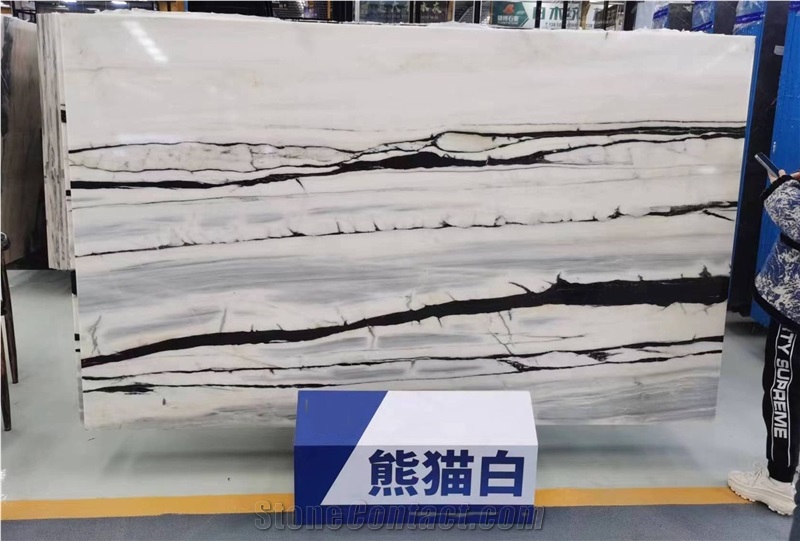 Brazil Panda White Marble Slabs - Bianco Milano Marble