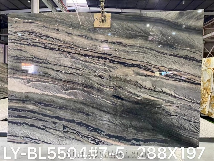 Green-Grey Quartzite With Veins Natural Stone Slab For Wall